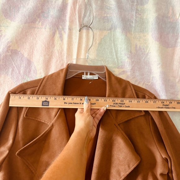 NEW Made in Italy Camel Tan Suede Long Jacket Coat - Picture 11 of 12